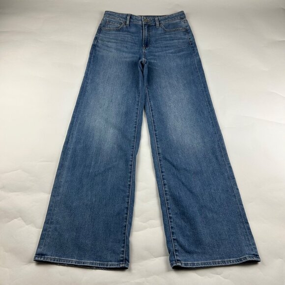 Chicos Classic Blue Stretch Denim High Rise Wide Leg Jeans 0R - Picture 1 of 6